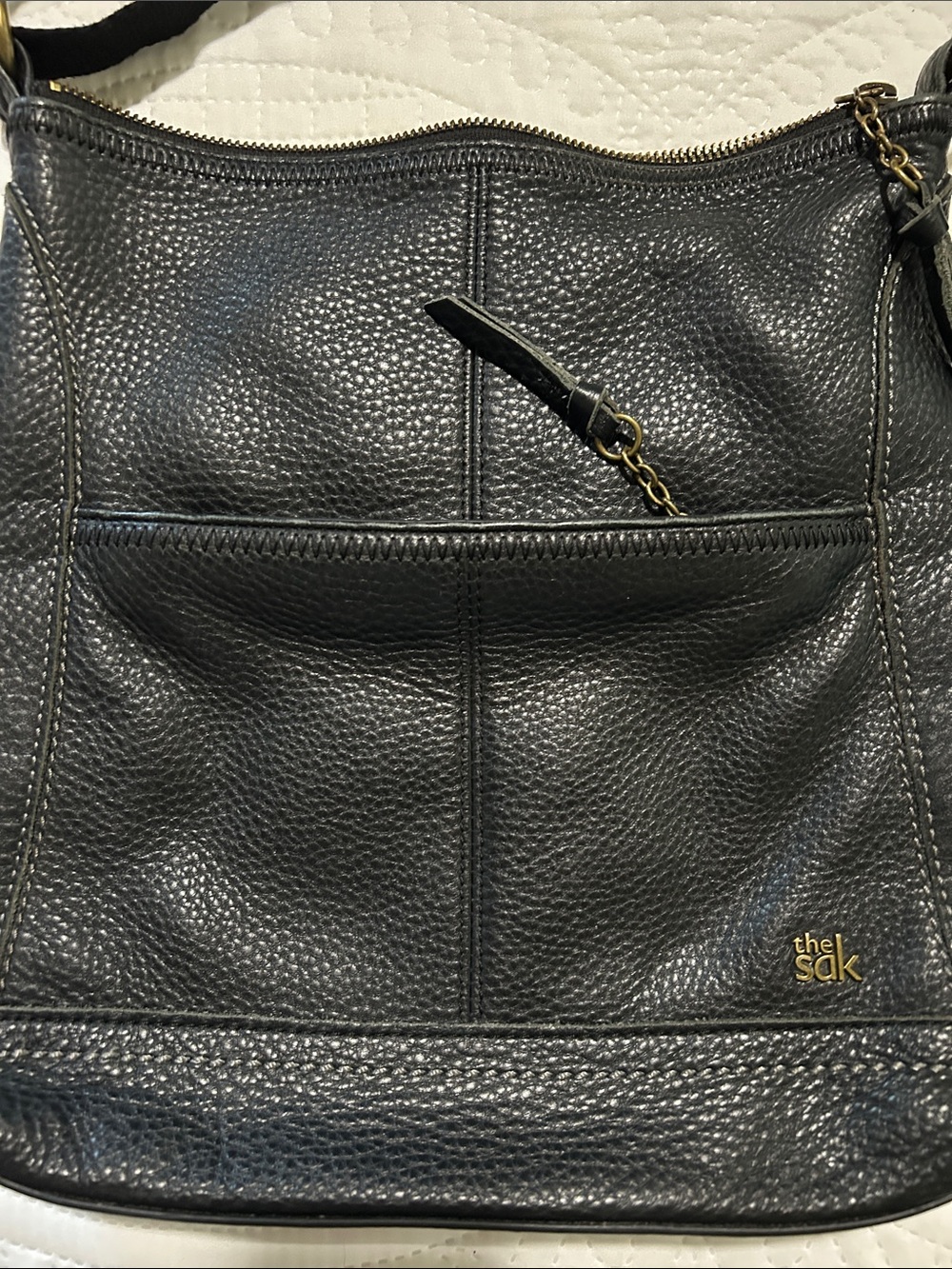The Sak Black Pebbled Leather Crossbody with Gold Charm - Picture 3 of 15